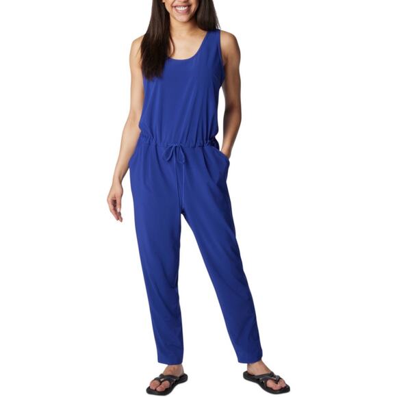 NWT Columbia Size XL Blue Anytime Tank Jumpsuit Stretch Dark Sapphire - Picture 1 of 8